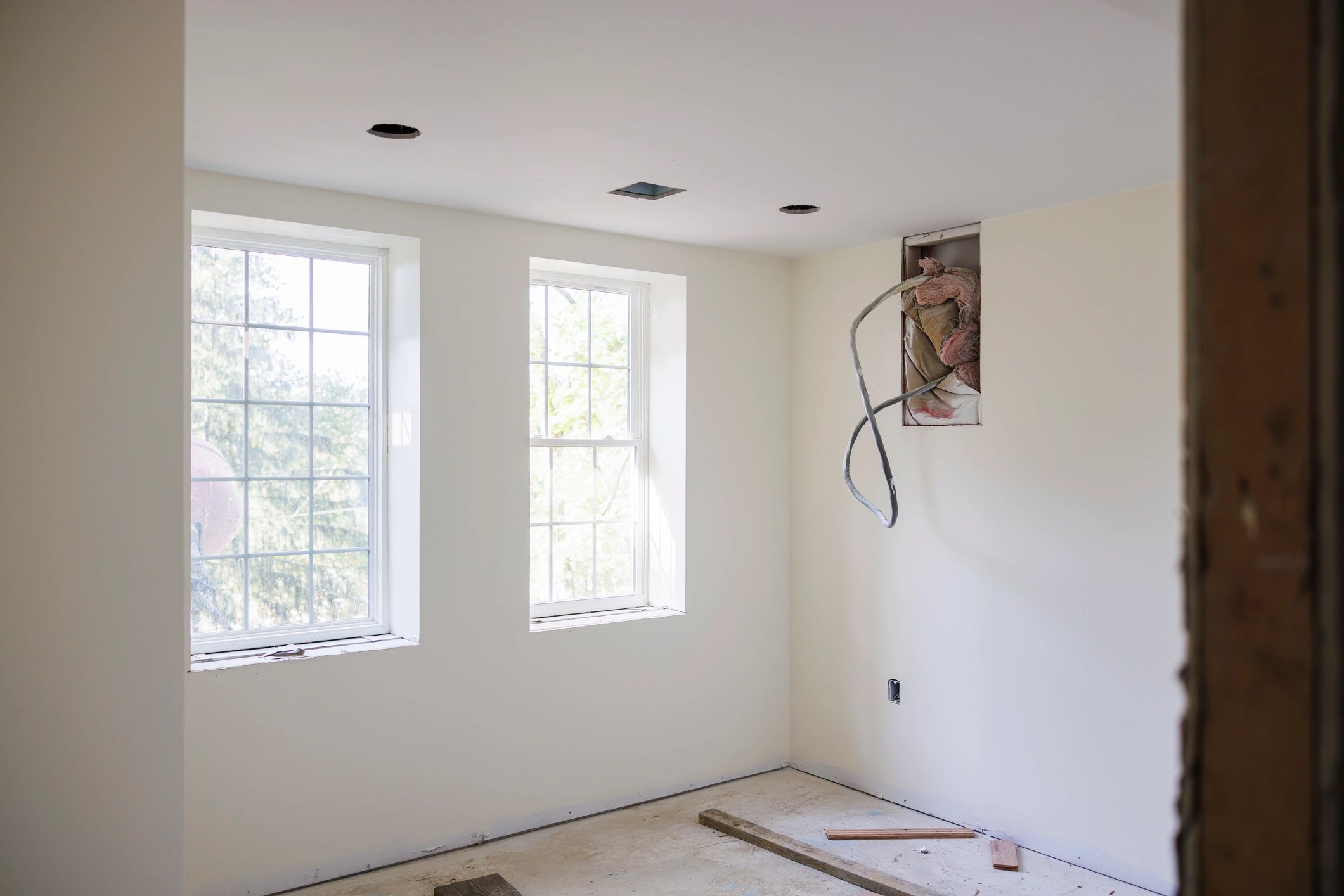 Interior restoration space representing cleanup and repair after wildlife activity