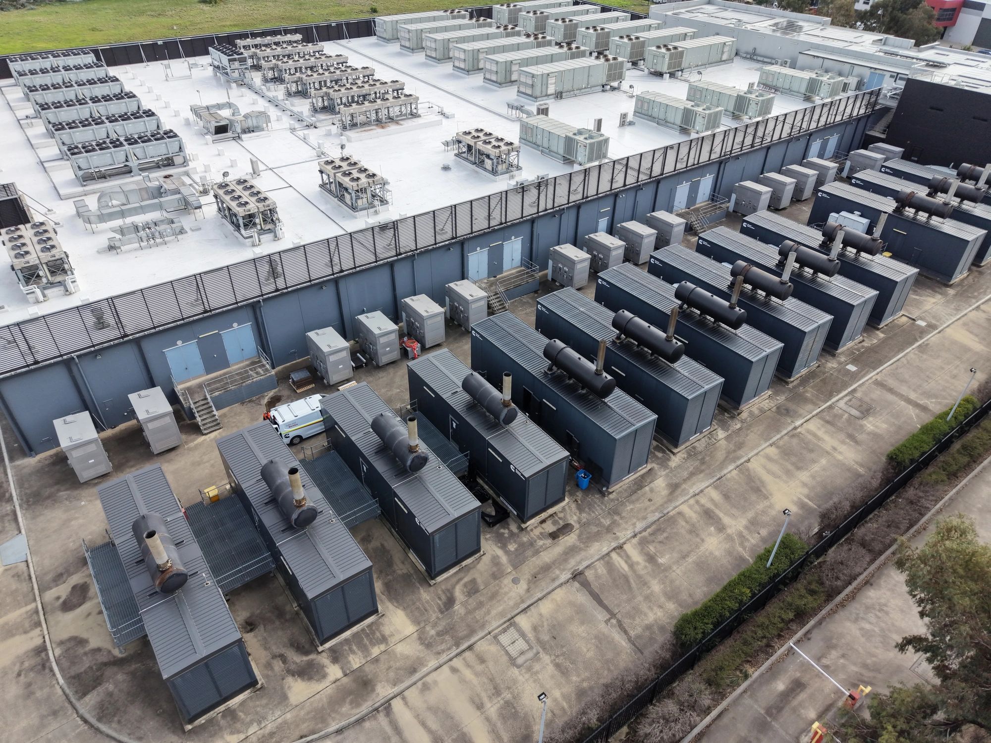 Commercial industrial site with large-scale equipment and infrastructure